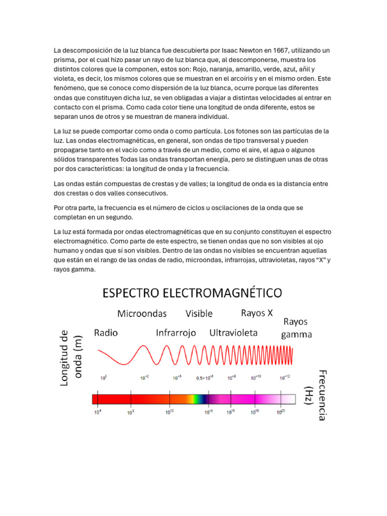 Dispersión de la luz blanca y colores | PDF | Ligero | Color