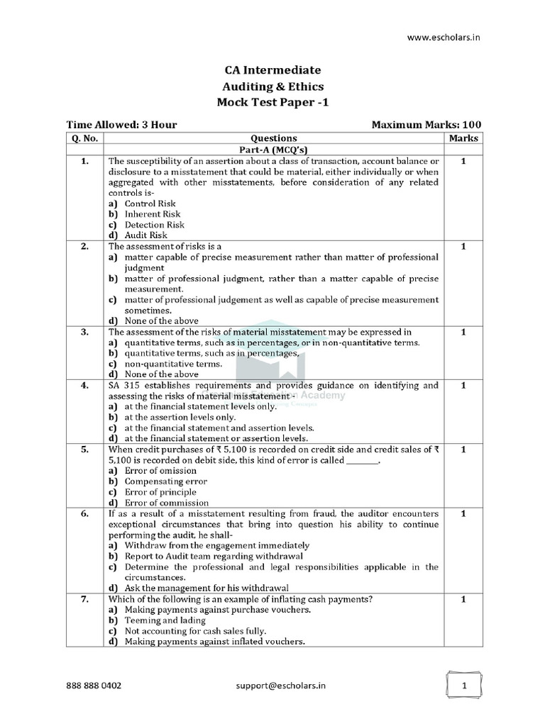 MAU - 1 Mock Test Papers Assignment | PDF
