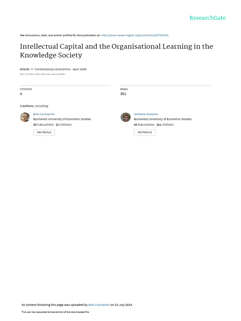 Intellectual Capital and The Organisational Learni | PDF | Performance ...