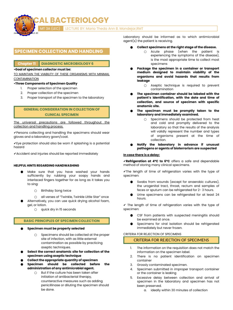 Specimen Collection in Clinical Bacteriology | PDF | Streptococcus ...