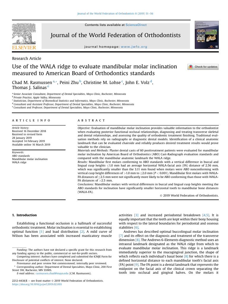 Evaluating Mandibular Molar Inclination Using WALA Ridge | PDF ...