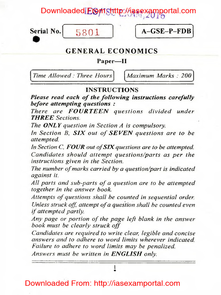 IES ISS Exam Paper 2016 General Economics Exam Paper 2 - WWW ...