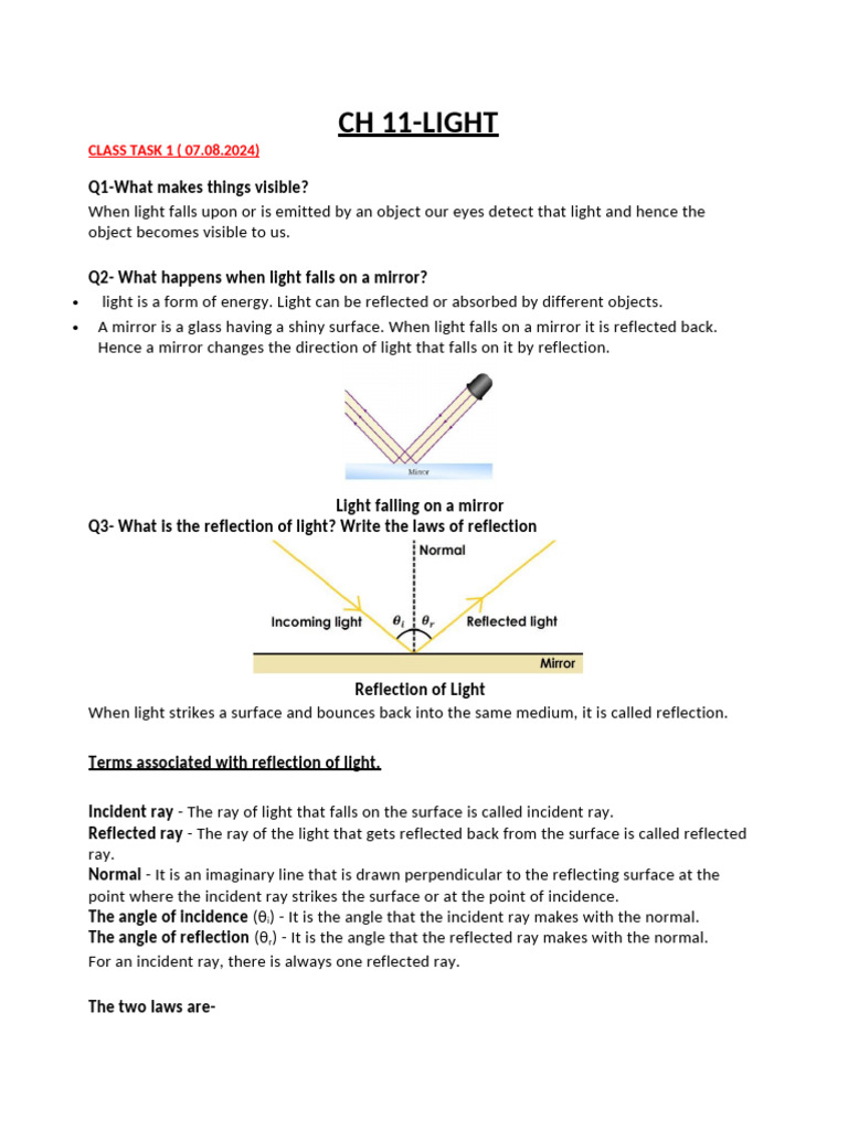 Understanding Light and Vision | PDF | Eye | Reflection (Physics)