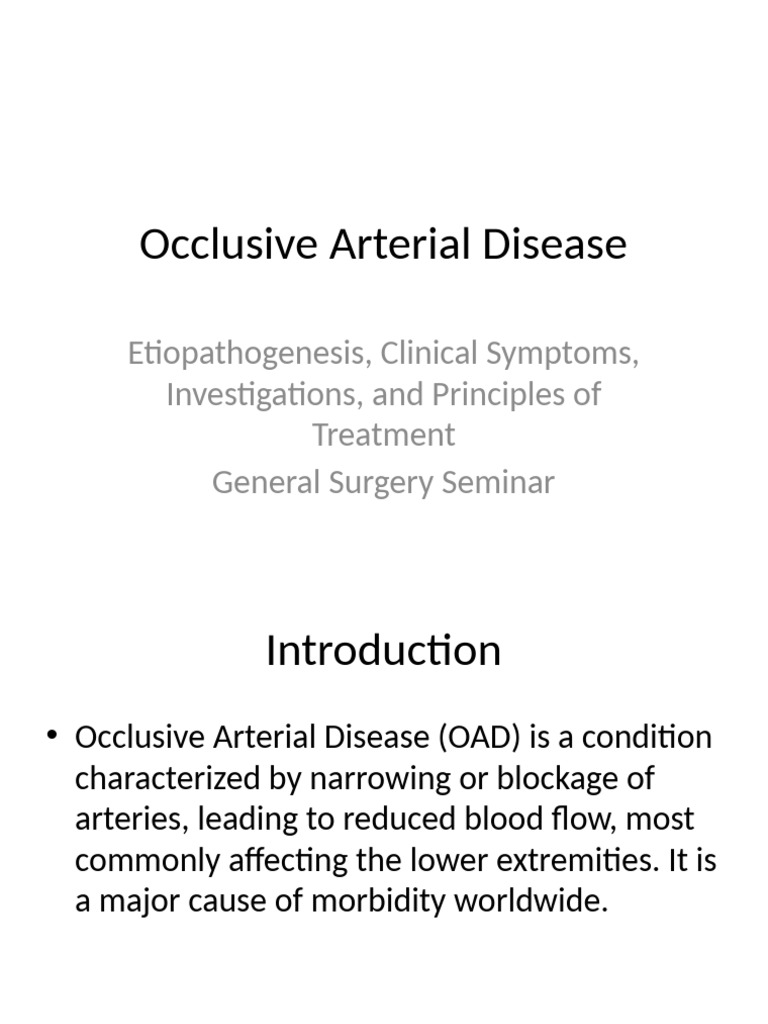 Occlusive Arterial Disease Presentation | PDF