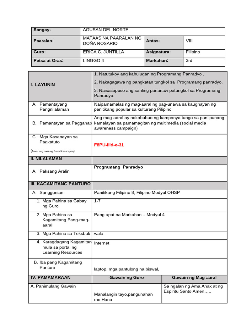 Juntilla - Programmang Panradyo | PDF