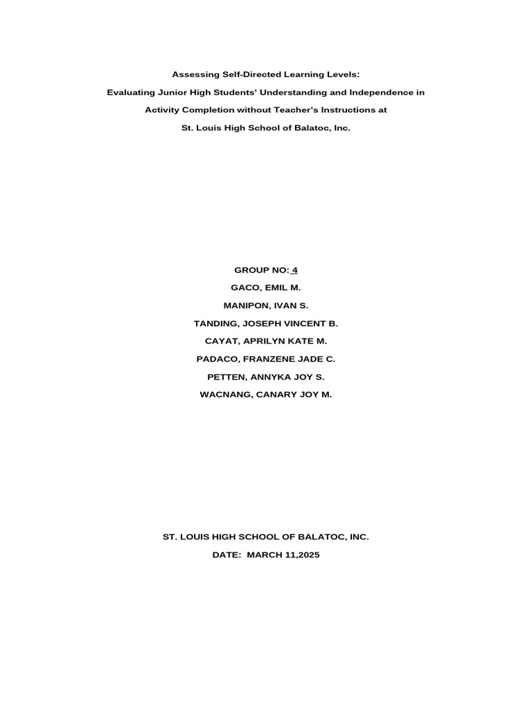 Assessing Self-Directed Learning Levels-Edited | PDF | Survey ...