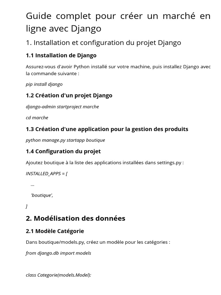 Créer un marché en ligne avec Django | PDF | Python (Langage de ...