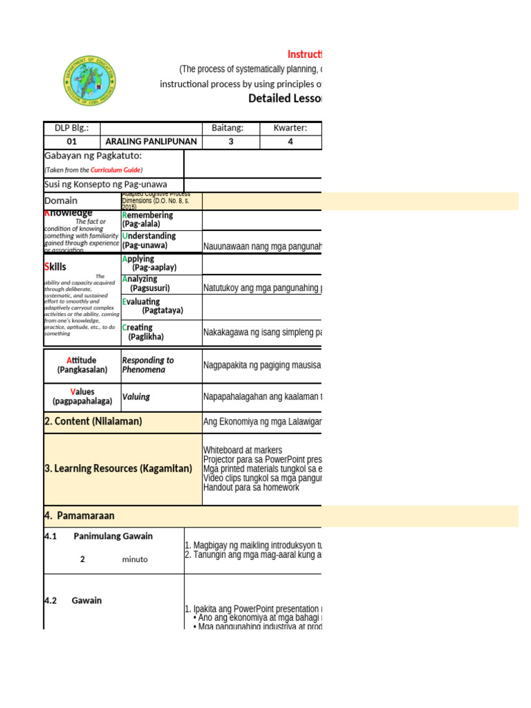 DLP Format Excel | PDF