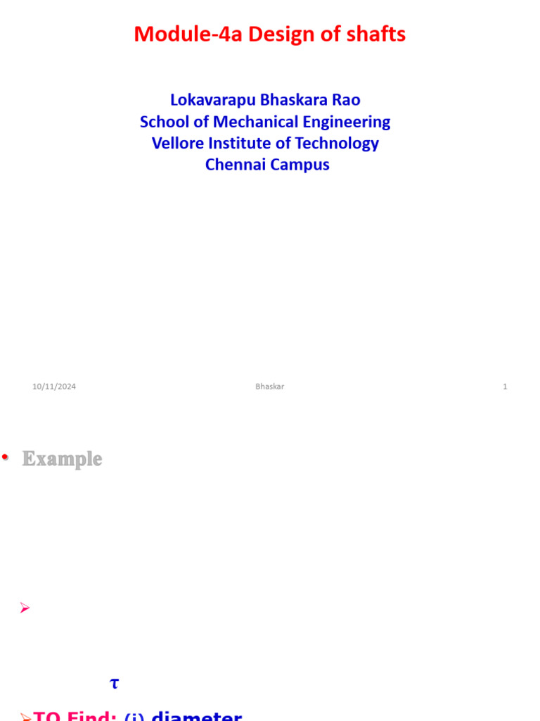 Module-4a Design of Shafts Bhaskar | PDF | Belt (Mechanical) | Bending