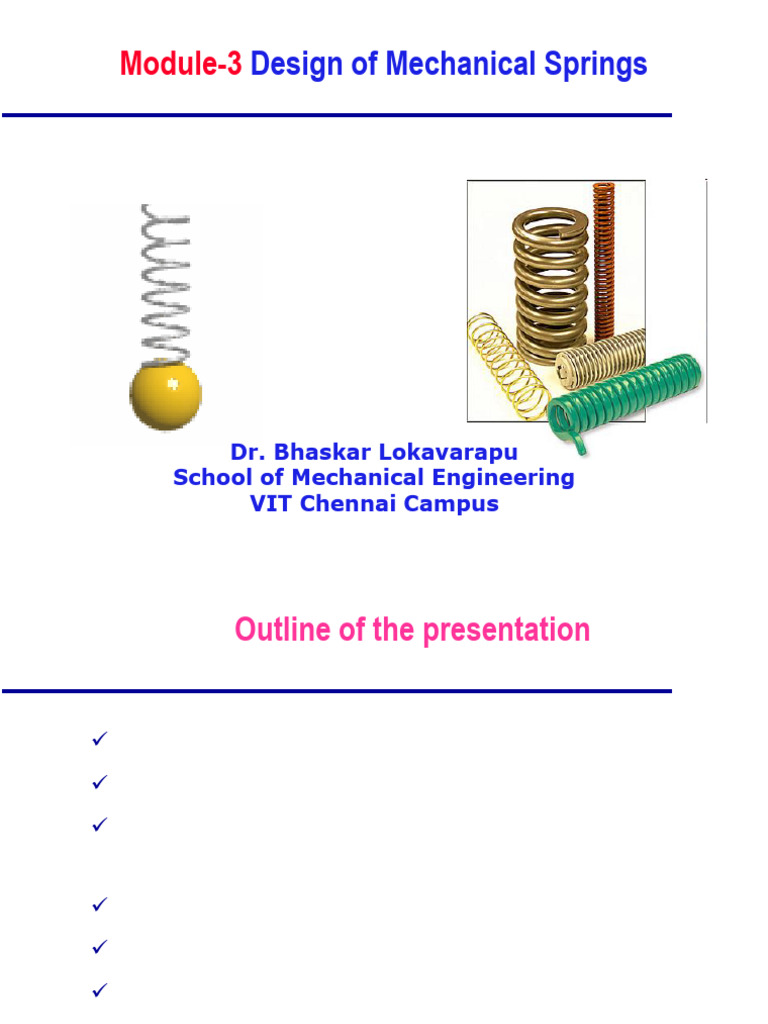 Module-3 Design of Mechanical Springs - Bhasakar | PDF | Strength Of ...