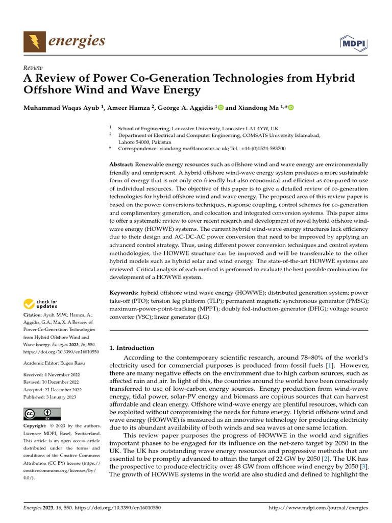 Ayub 等 - 2023 - A Review of Power Co-Generation Technologies from | PDF ...