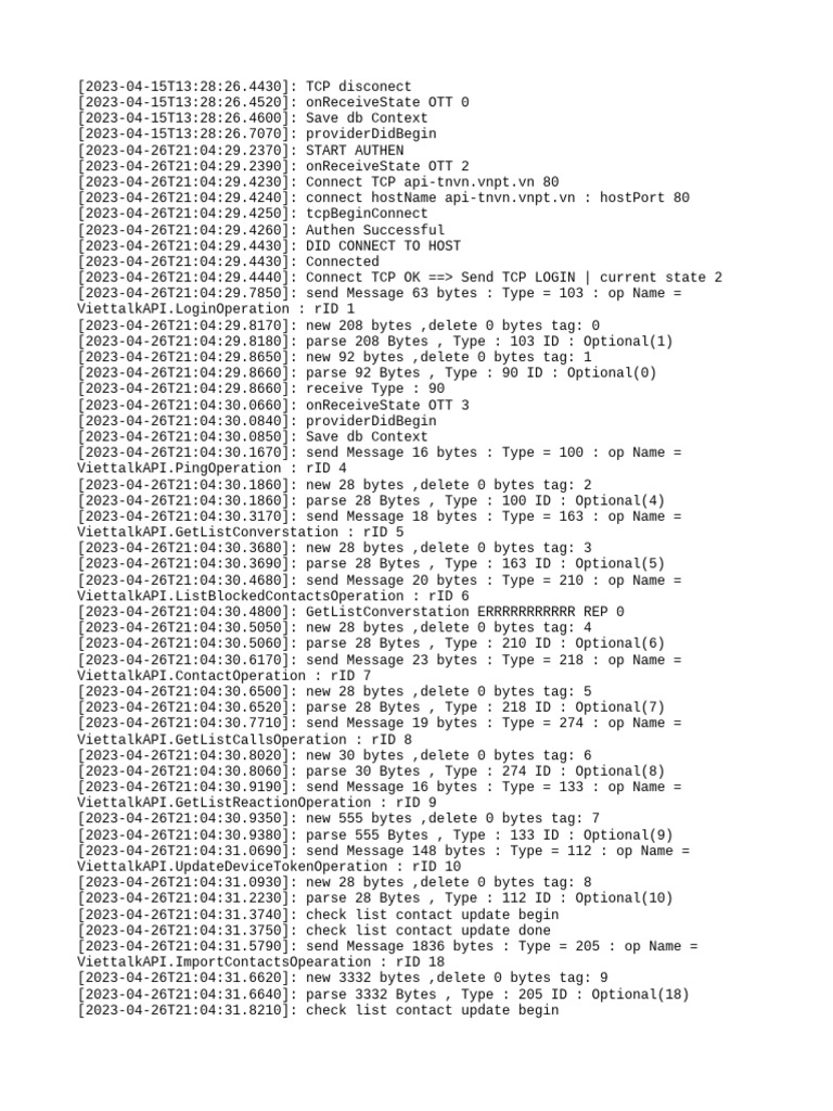 TCP Connection and Data Operations Log | PDF | Transmission Control ...