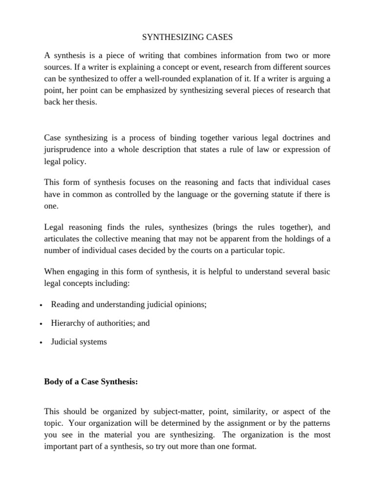Legal Case Synthesis Guide | PDF | Plagiarism