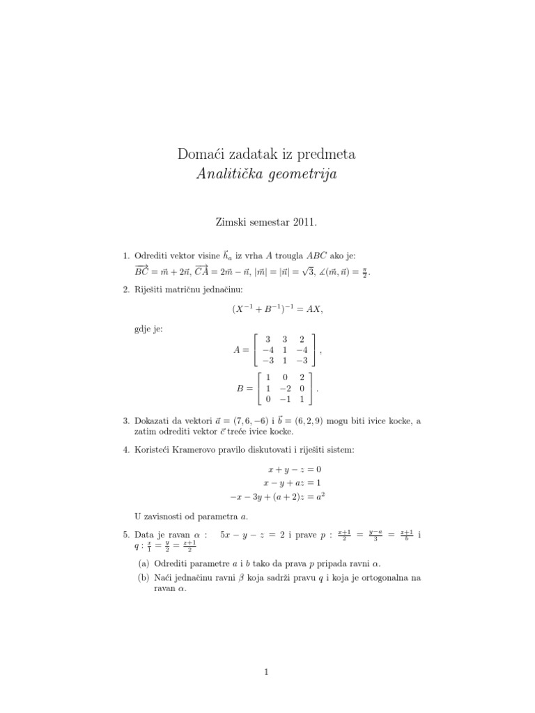 Domaci Zadatak Analiticka Geometrija C