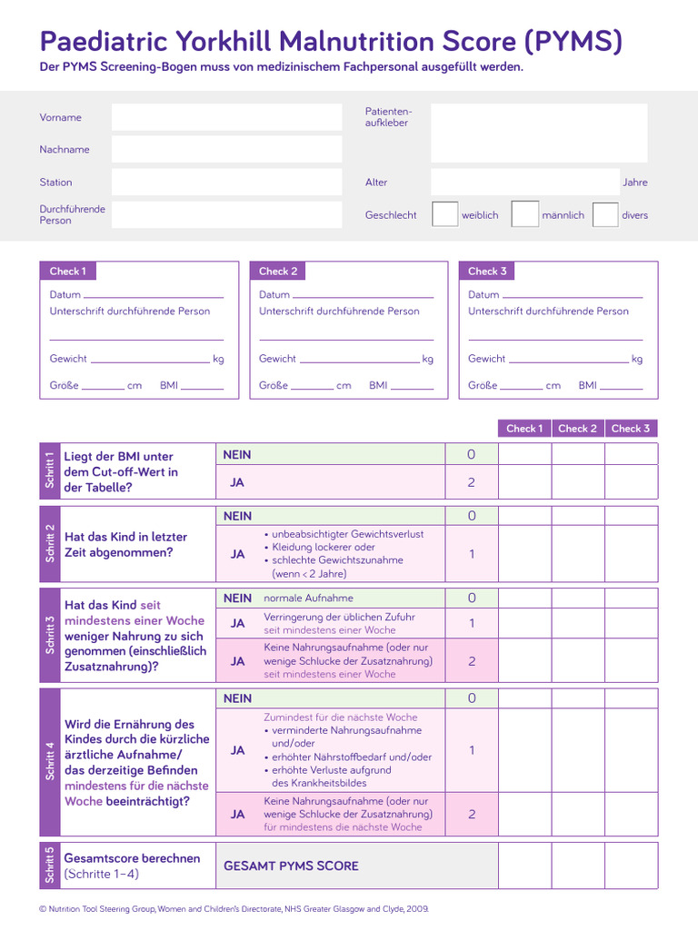 Screeningbogen PYMS Paed Editierbar | PDF