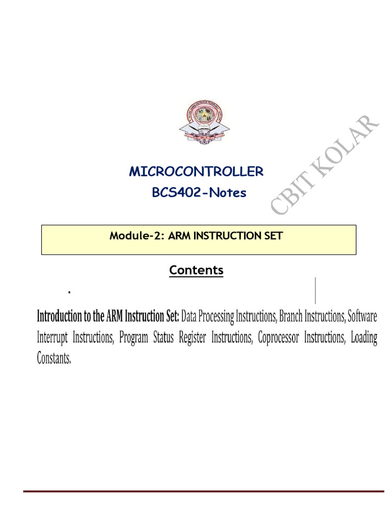 BCS402 Module 2: ARM Instruction Set | PDF | Computer Hardware ...