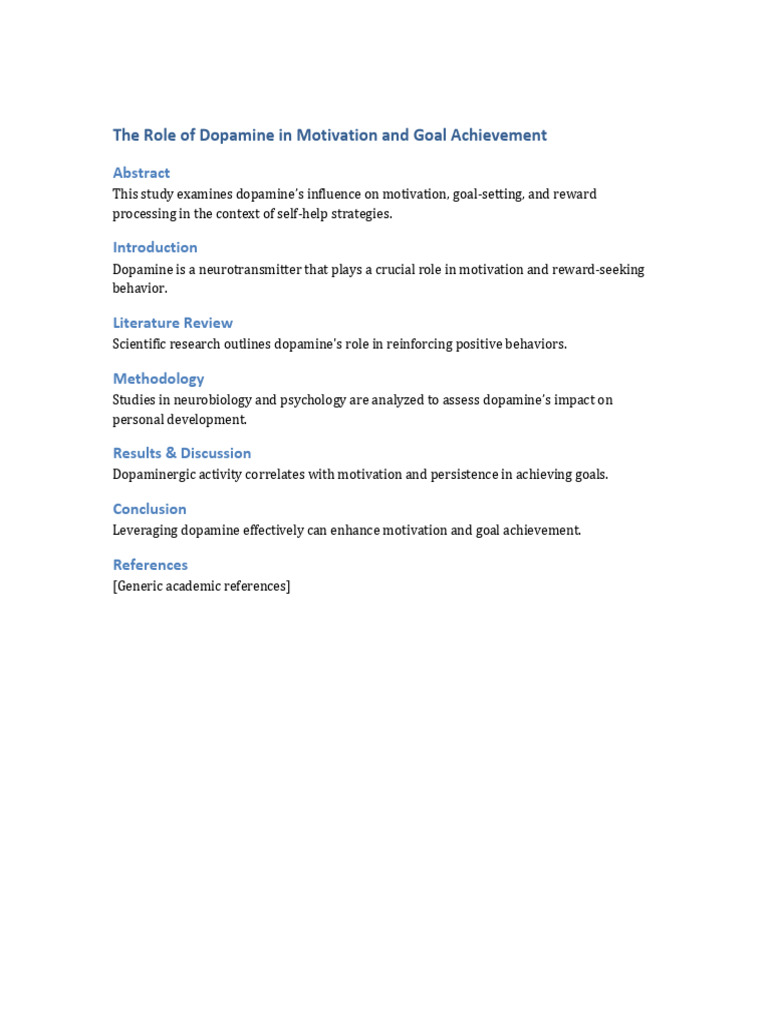 Image showcasing The Role of Dopamine in Motivation and Goal Achievement | PDF