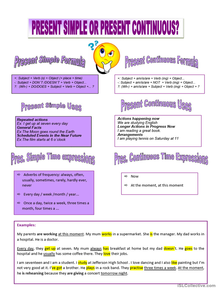 Present Simple vs Continuous Overview | PDF