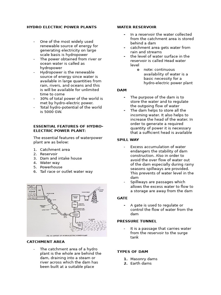 Hydro Electric Power Plants Pdf Dam Hydroelectricity