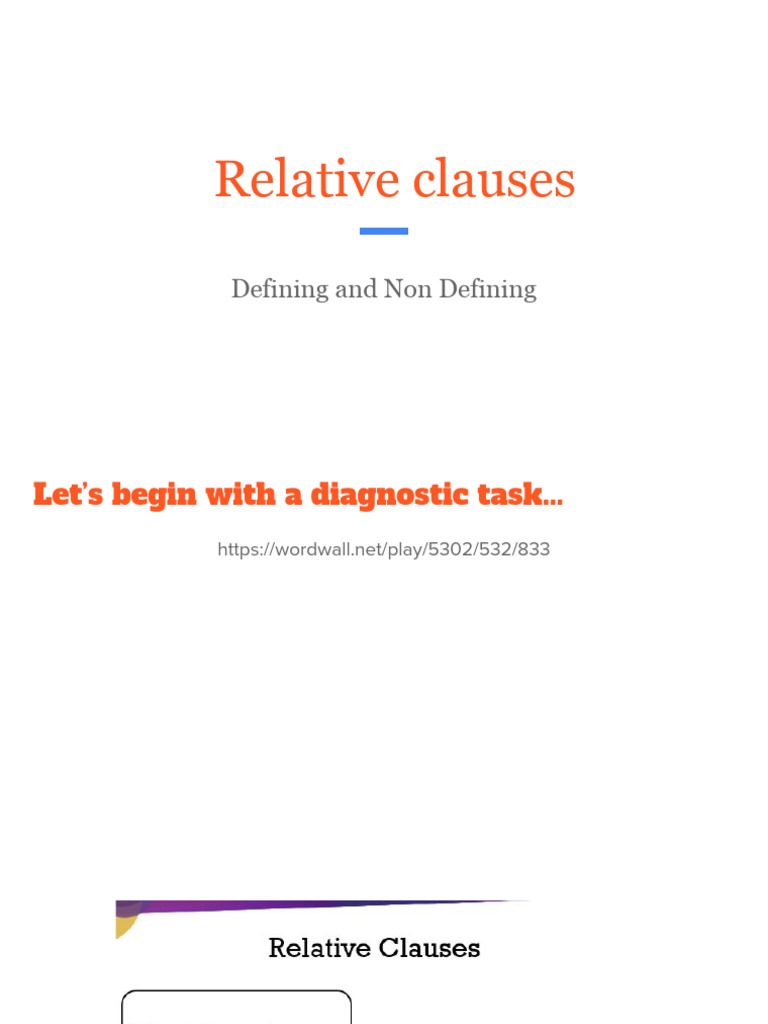 Defining and Non Defining Relative Clauses | PDF