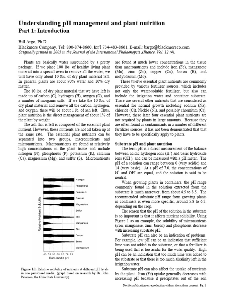 pH Management in Plant Nutrition | PDF | Plant Nutrition | Nutrients