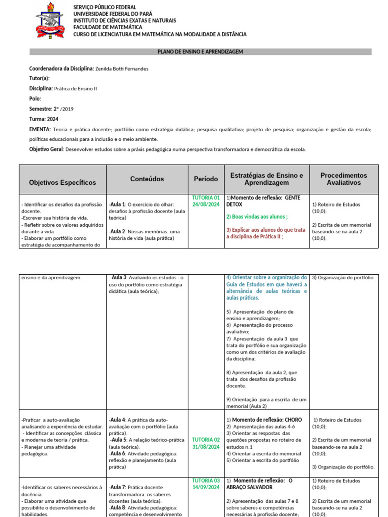 Prática de Ensino II: Plano de Aula 2019 | PDF | Pedagogia | Lição