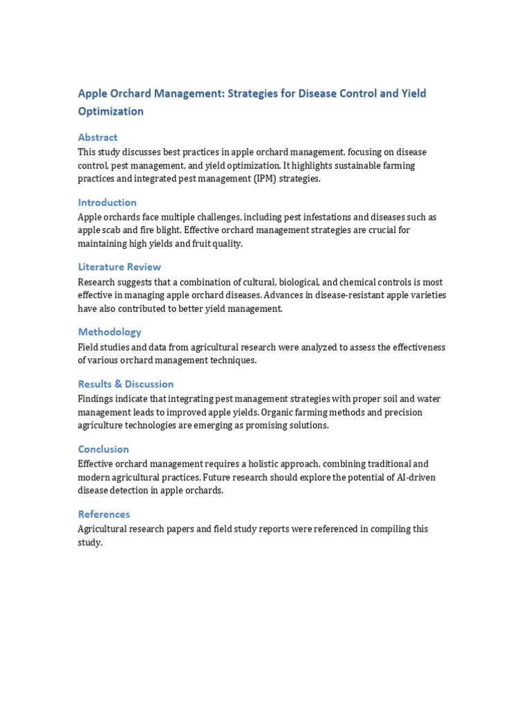 Apple Orchard Management Strategies For Disease Control and Yield ...