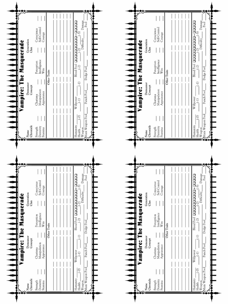 VtM2ndED NPCSheet A4 | PDF