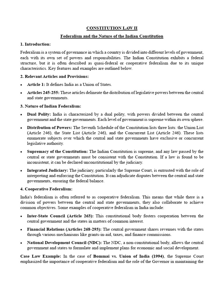 Consti Sem 4 Notes | PDF | Government | Separation Of Powers