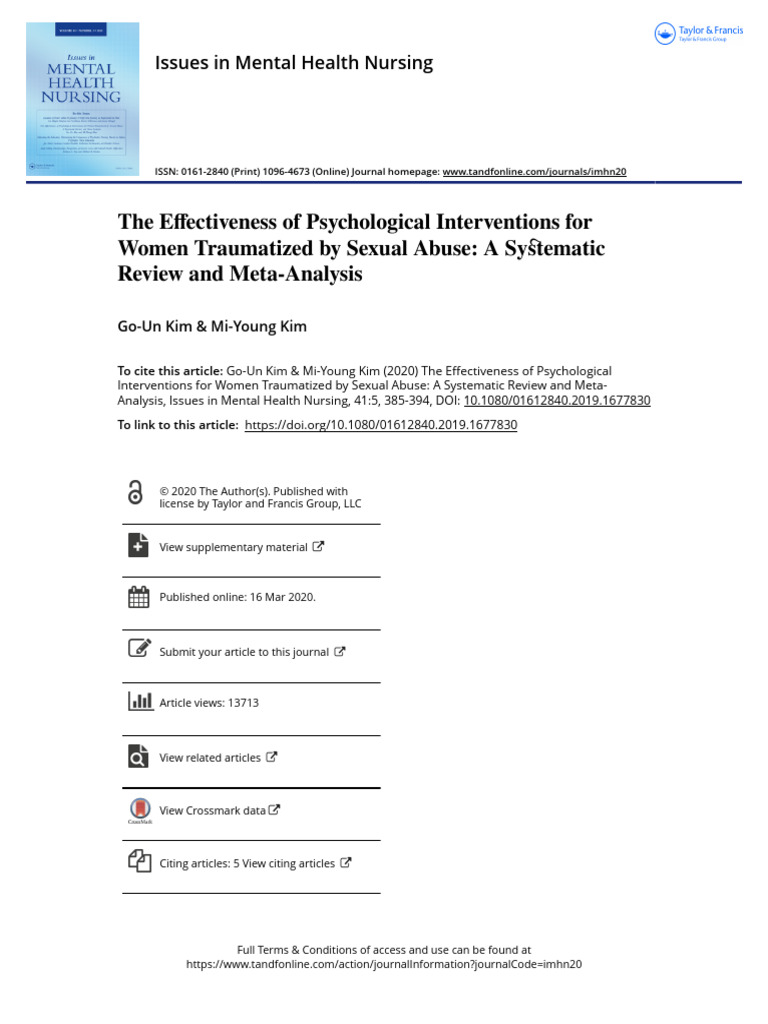 The Effectiveness of Psychological Interventions For Women Traumatized ...