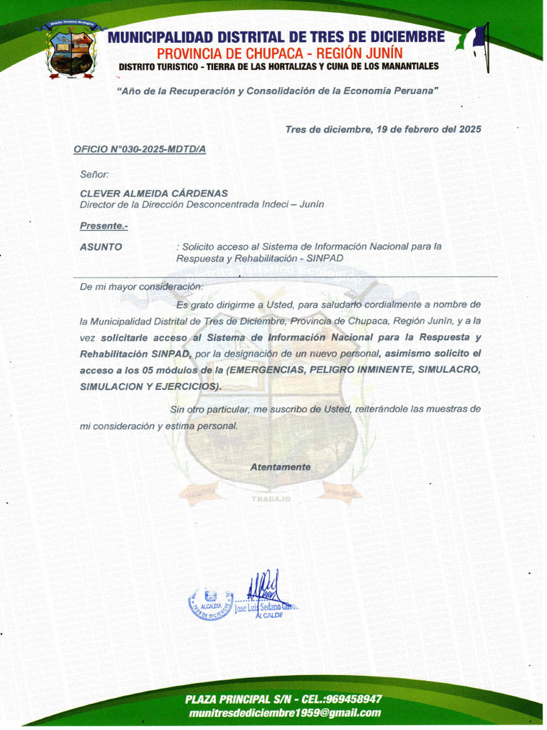 Solicito Acceso Al Sinpad | PDF