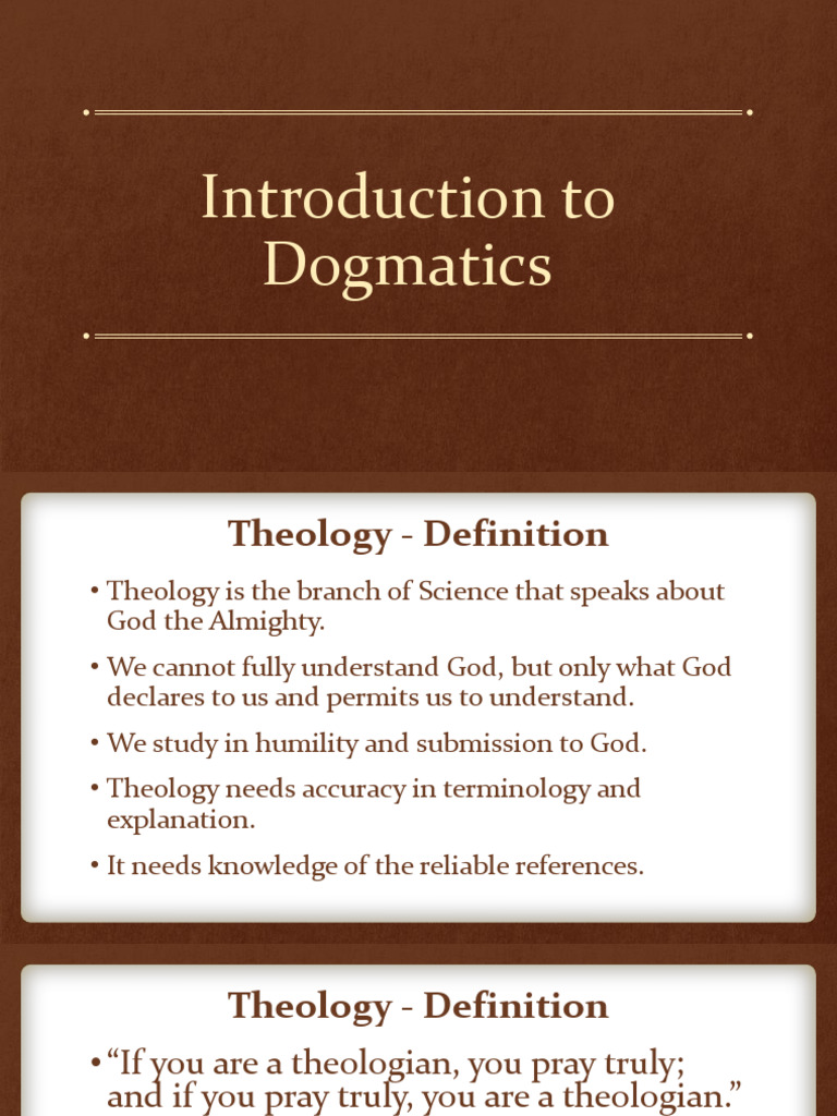 Intro to Dogmatics - Dogmatics Course | PDF | Sacraments | Christology