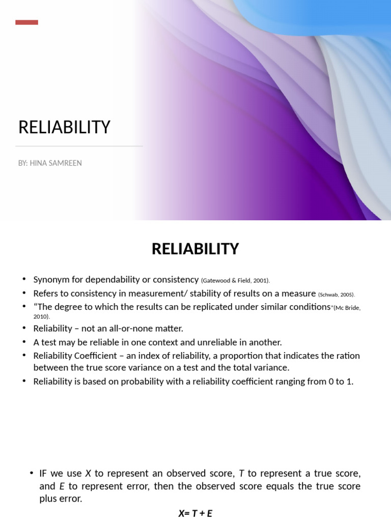 Reliabilty Lecture | PDF | Variance | Observational Error