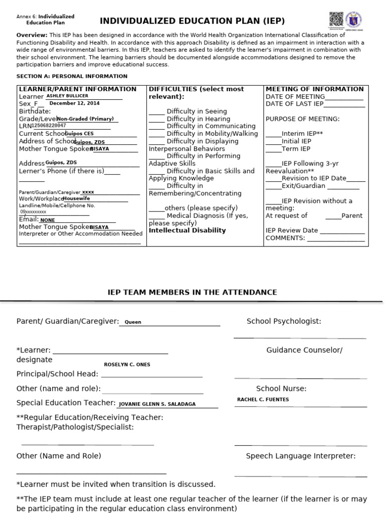 Individualized Education Plan (IEP) Overview | PDF | Individualized ...