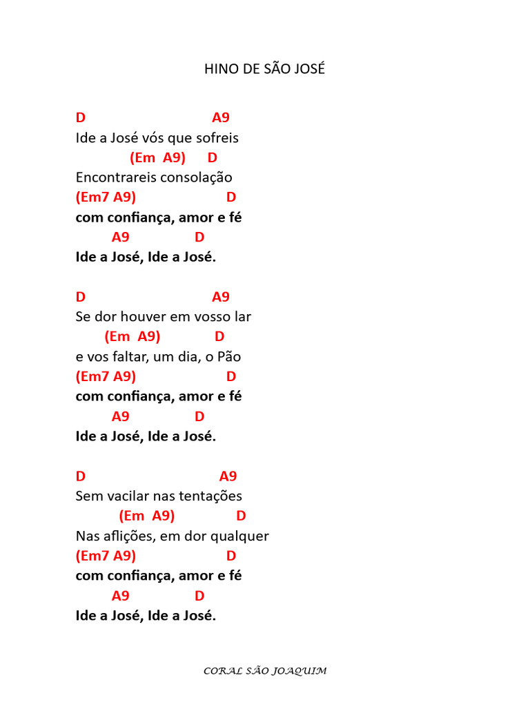 Hino de São José - Coral São Joaquim | PDF