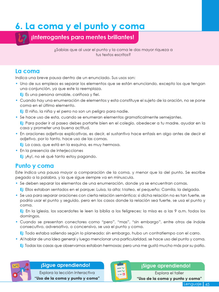 Reglas de uso de coma y punto y coma | PDF | Coma | Oración (Lingüística)