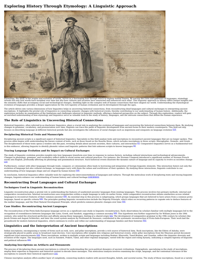 Etymology's Role in Historical Linguistics | PDF | Linguistics | Human ...