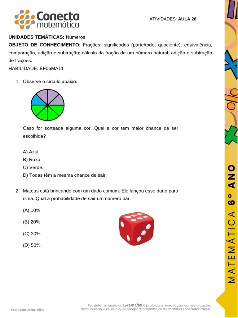 Atividades de Probabilidade para o 5º Ano | PDF | Probabilidade ...