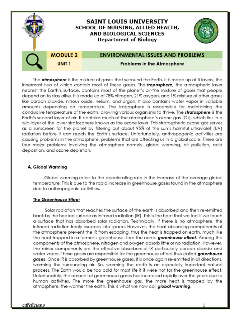 Genvi Notes Module-2 Unit-1 2023 | PDF | Greenhouse Effect | Ozone ...