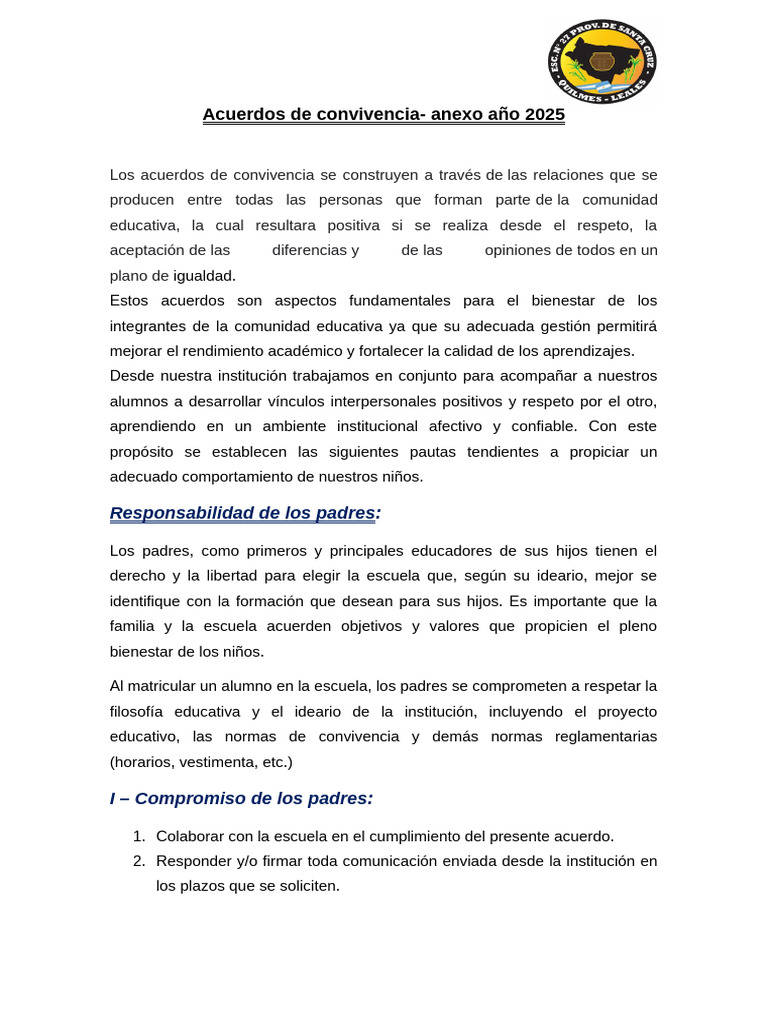 Acuerdos de Convivencia 2025 en Educación | PDF | Escuelas | Maestros