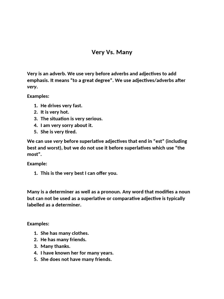 Very Vs Many | PDF
