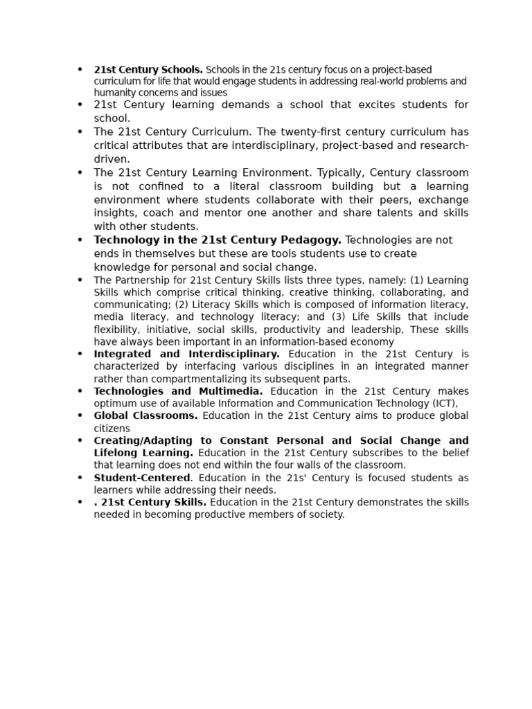 21st Century Education and Skills Overview | PDF