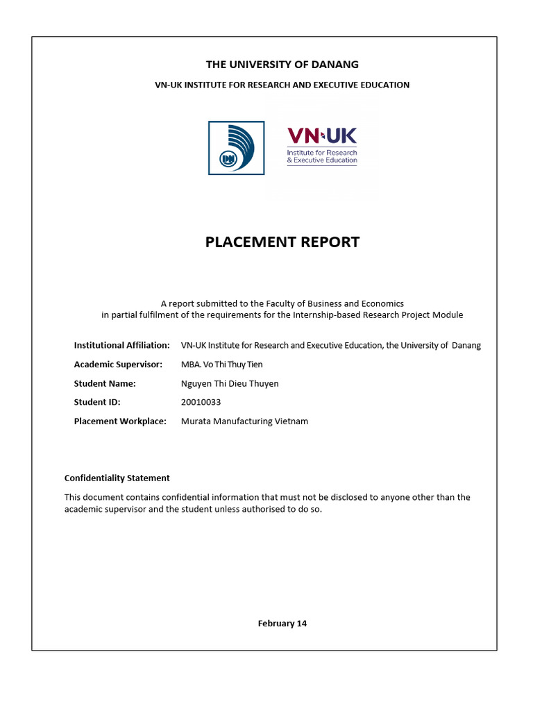 Internship Placement Report at Murata | PDF | Taxes | Accounting