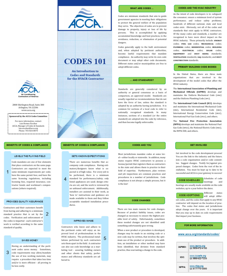 ACCA Codes Brochure Main | PDF