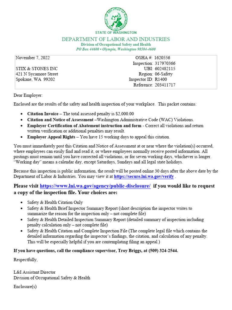 Inspection No. 317970366 | PDF | Employment | Occupational Safety And ...