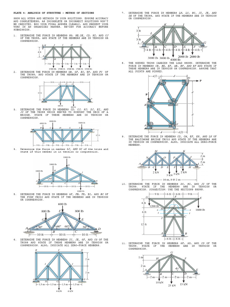 Truss Member Force Analysis Guide | PDF | Truss | Structural Engineering