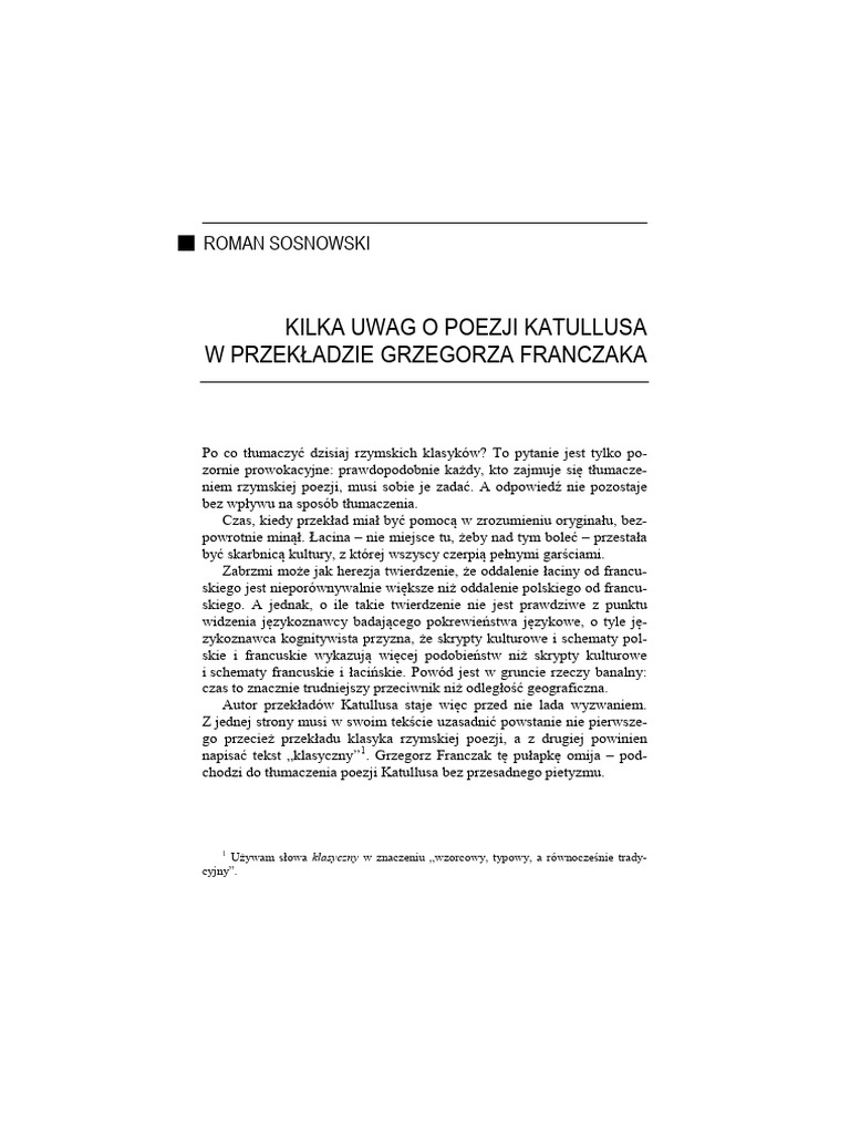 Sosnowski Kilka Uwag o Poezji Katullusa 2008 | PDF