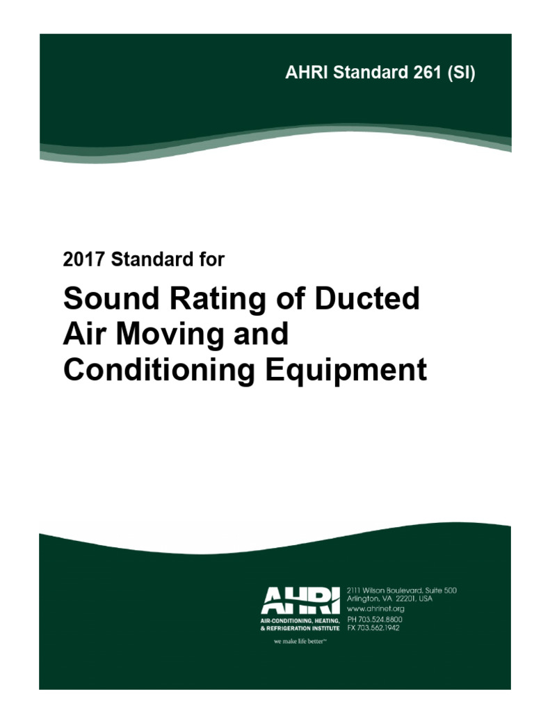 AHRI Standard 261 SI 2017 | PDF | Duct (Flow) | Sound