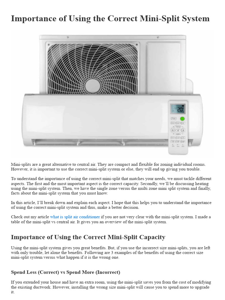 Importance of Using The Correct Mini-Split System | PDF | Air ...