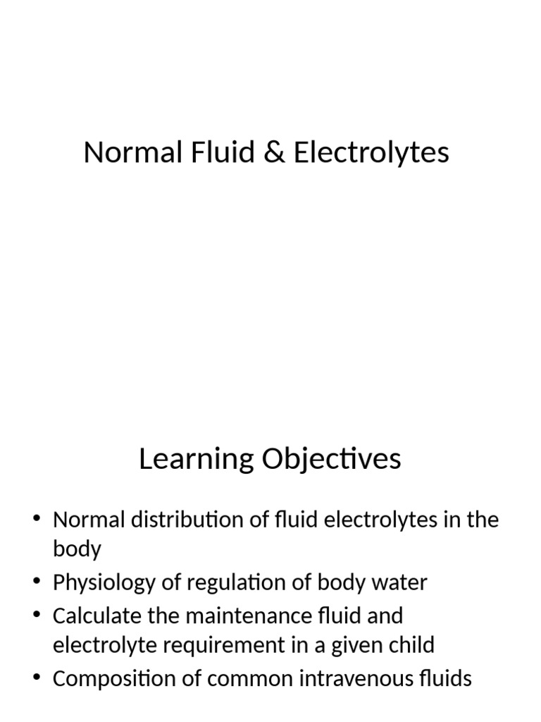 Fluid and Electrolyte Management in Pediatrics | PDF | Saline (Medicine ...